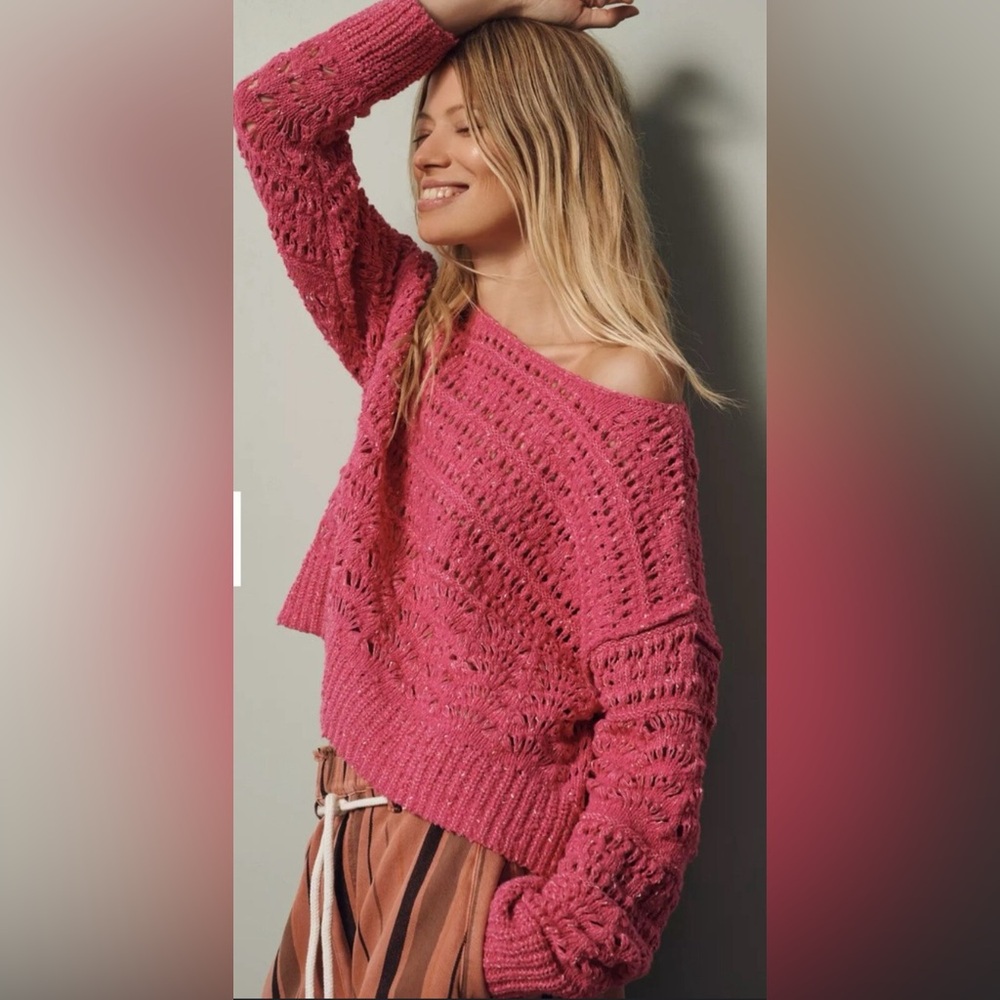 Pilcro Pink Off-Shoulder Sweater